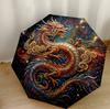 Red Dragon Circle Portable Automatic Umbrella Compact & Durable 8-Rib Design Lightweight Travel Essential Elegant Women's Umbrella