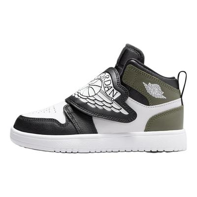 Air Sky Jordan 1 PS Black Toe Medium Olive Kids Sneakers White BQ7197-092