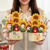 Finished Crochet Sunflowers Potted Graduation Gift Cute Knitting Flowers Handwoven Plant Crochet Flowers Teacher Day Gifts