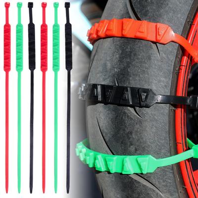 5-1 Stück Anti-Rutsch Schneeketten für Motorräder Fahrräder Winterreifenräder Rutschfeste Kabelbinder Motorrad Notfall-Reifenkette Werkzeug