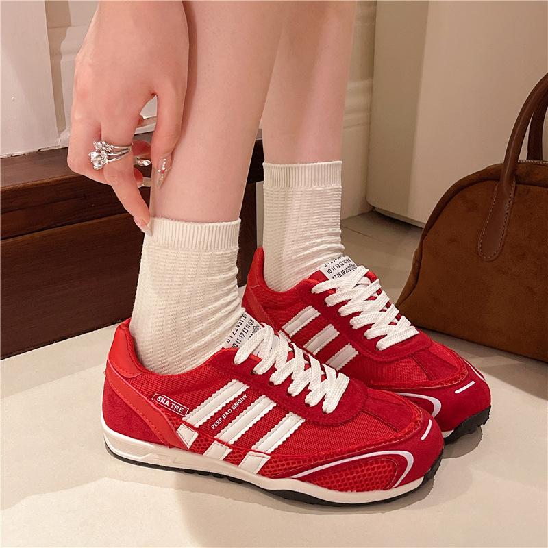 Mesh Forrest Gump shoes women's 2025 autumn new platform ballet shoes women's soft-soled casual lace-up round head sports shoes women