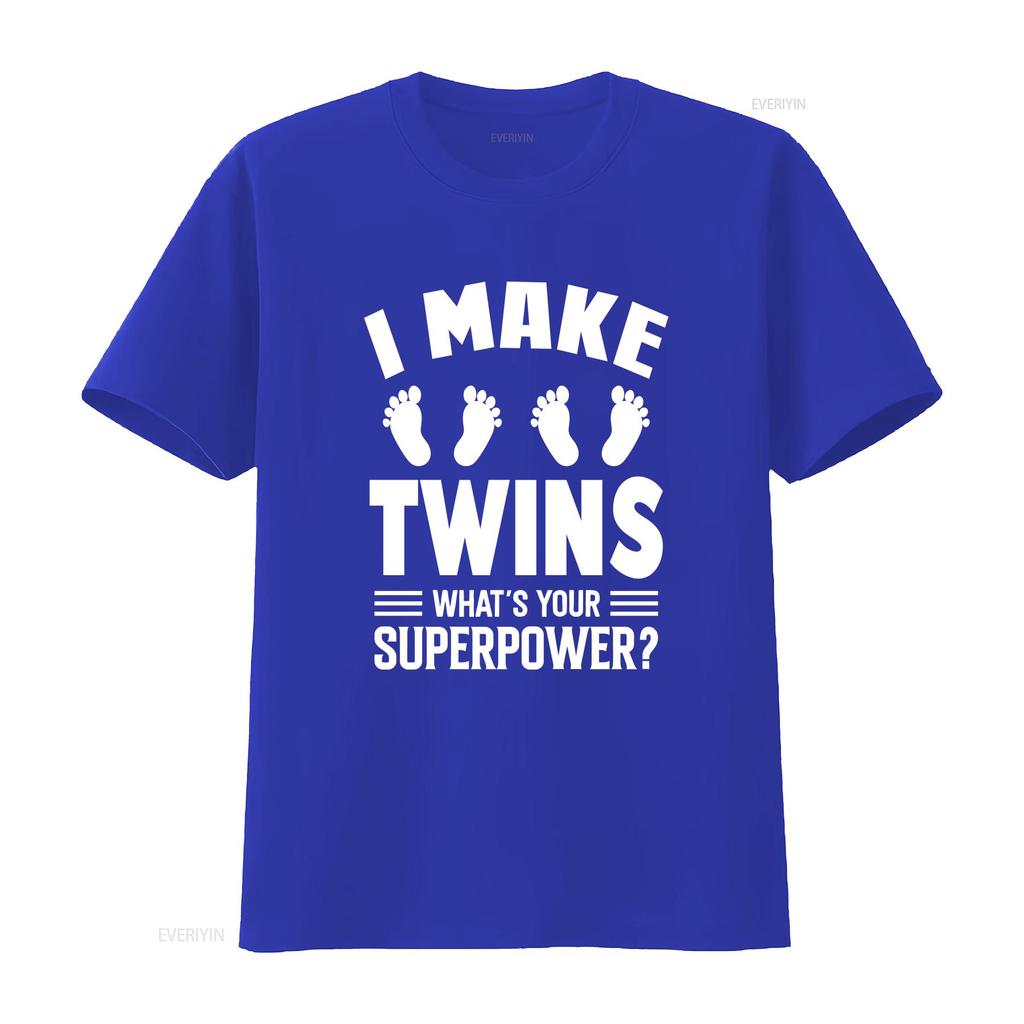 I Make Twins Whats Your Superpower Dad T Shirt for Daddy of Slogan New to Be Father Twin Babies vintage Washed Casual