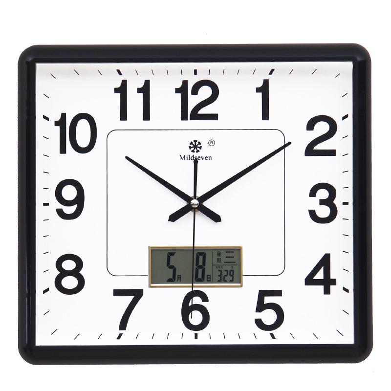 Silent Square Quartz Wall Clock with Perpetual Calendar - Creative, Fashionable Art Design for Living Room