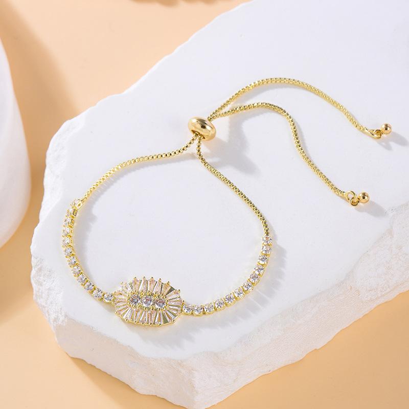 Браслет-браслет с инкрустацией бриллиантами в виде маленькой ромашки, регулируемый выдвижной женский браслет в стиле ins