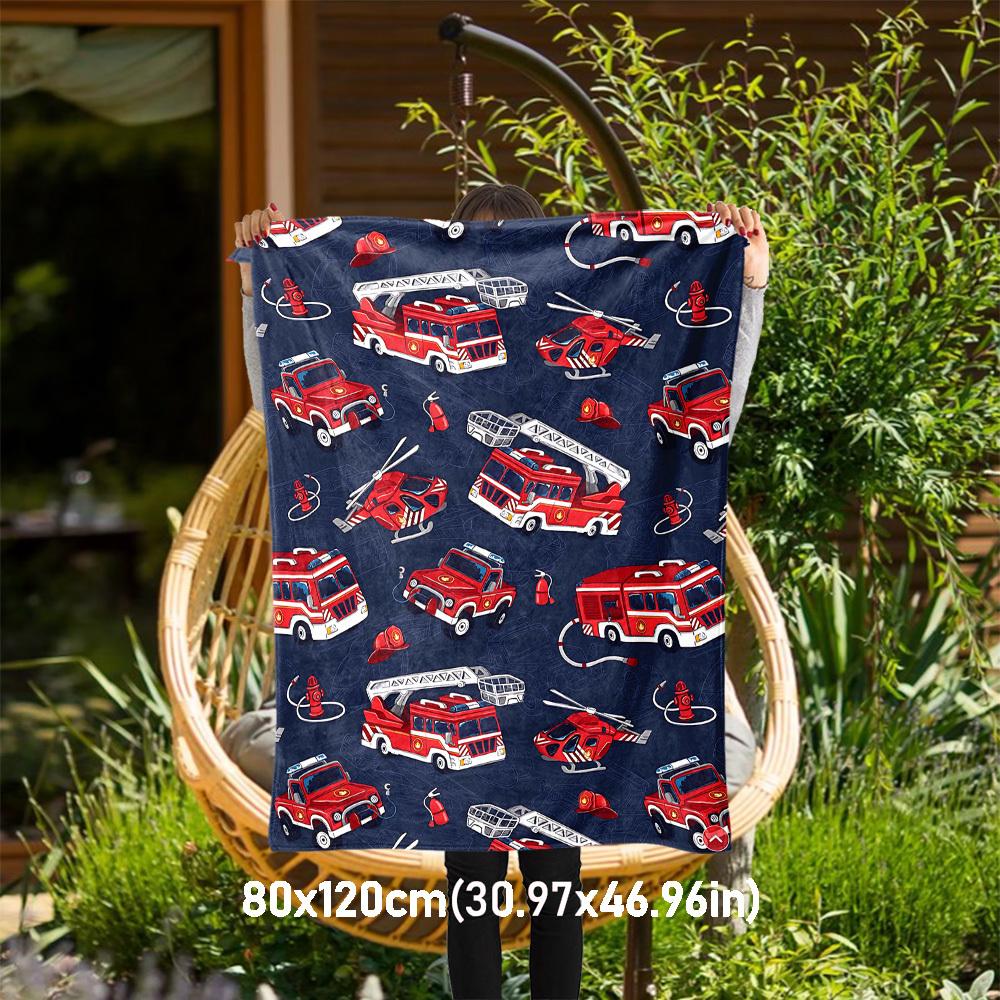 

1PC firetruck firehelicopterOutdoor Flannel Blanket - Soft Plush Decor for Picnics, camping, Bedroom, Playroom, Office, or Lunch Break 1346A 80x120cm(31x47inch)