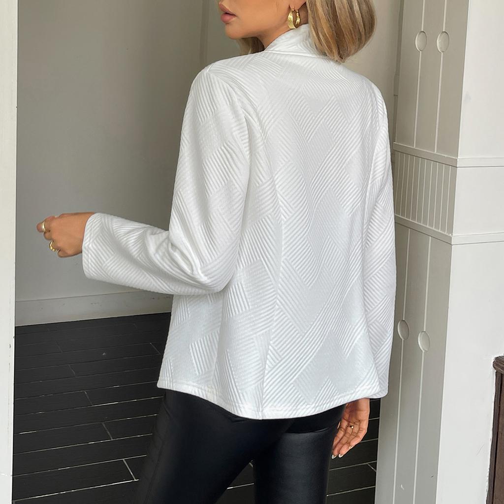 Women's Fashionable Solid Color Long Sleeved Casual Button Cardigan Jacket