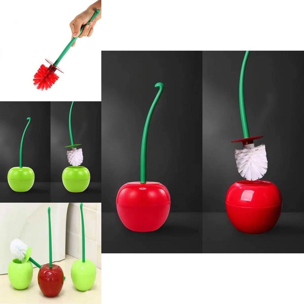 Efficient Cherry Toilet Brush Set Soft Bristles For Easy Cleaning Plastic Cleaning Brush For Toilets And Bathrooms