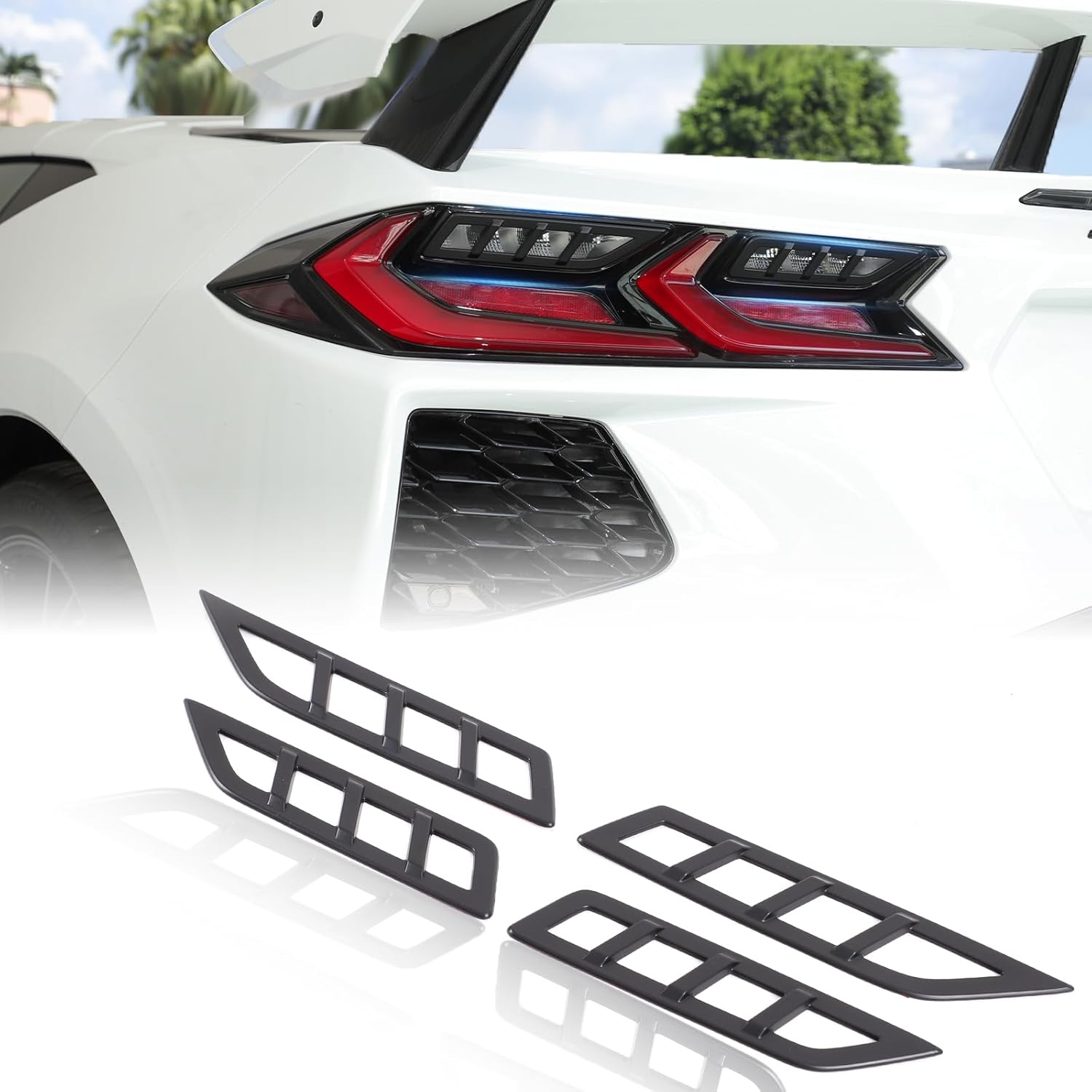 

for C8 Corvette Taillight Protective Frame Bezel Accessories,ABS Rear Tail Lamp Light Frame for Corvette C8 2020-2025 Z51 Z06 ZR1 Stingray Reverse матовый черный