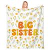Big Sister Blanket Gifts For Girls 60" X 50" Sisters Blanket Soft Warm Yellow Pattern For Baby Shower Birthday Party Suppl