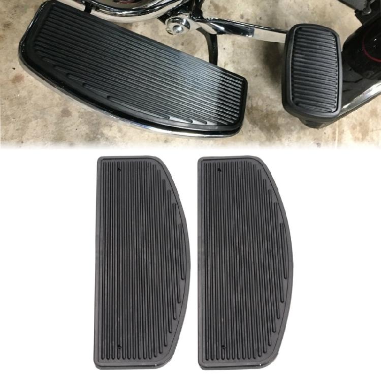 Hard Rubber Motorcycle Floorboard Insert Pair, Ribbed Front Replacement Pads, D-Shape Black Set, Left Right Pads, 30cm/11.8inch x 10.5cm/4.1inch