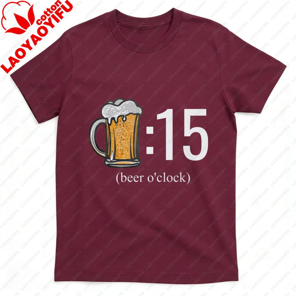 Beer Oclock Men TShirt Cotton Summer T Shirt Casual Fashion Tee for Men with Beer Mug Design Perfect Gift for Party