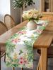 Summer Pink Flowers Hummingbird Linen Table Runner Party Decor Washable Watercolor Plant Kitchen Dining Table Runners Home Decor