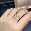 Open Ring Crown Design Drop Gemstone Adjustable Olive Green Elegant Womens Fashion Jewelry