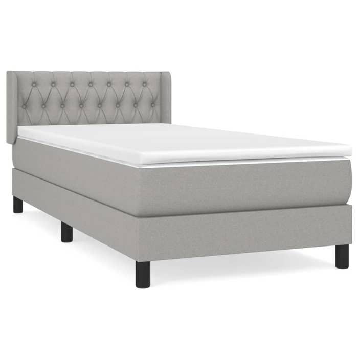 Lit avec matelas - Maison Exclusive - 90x200 cm - Tête de lit réglable - Gris clair - Ressorts ensachés