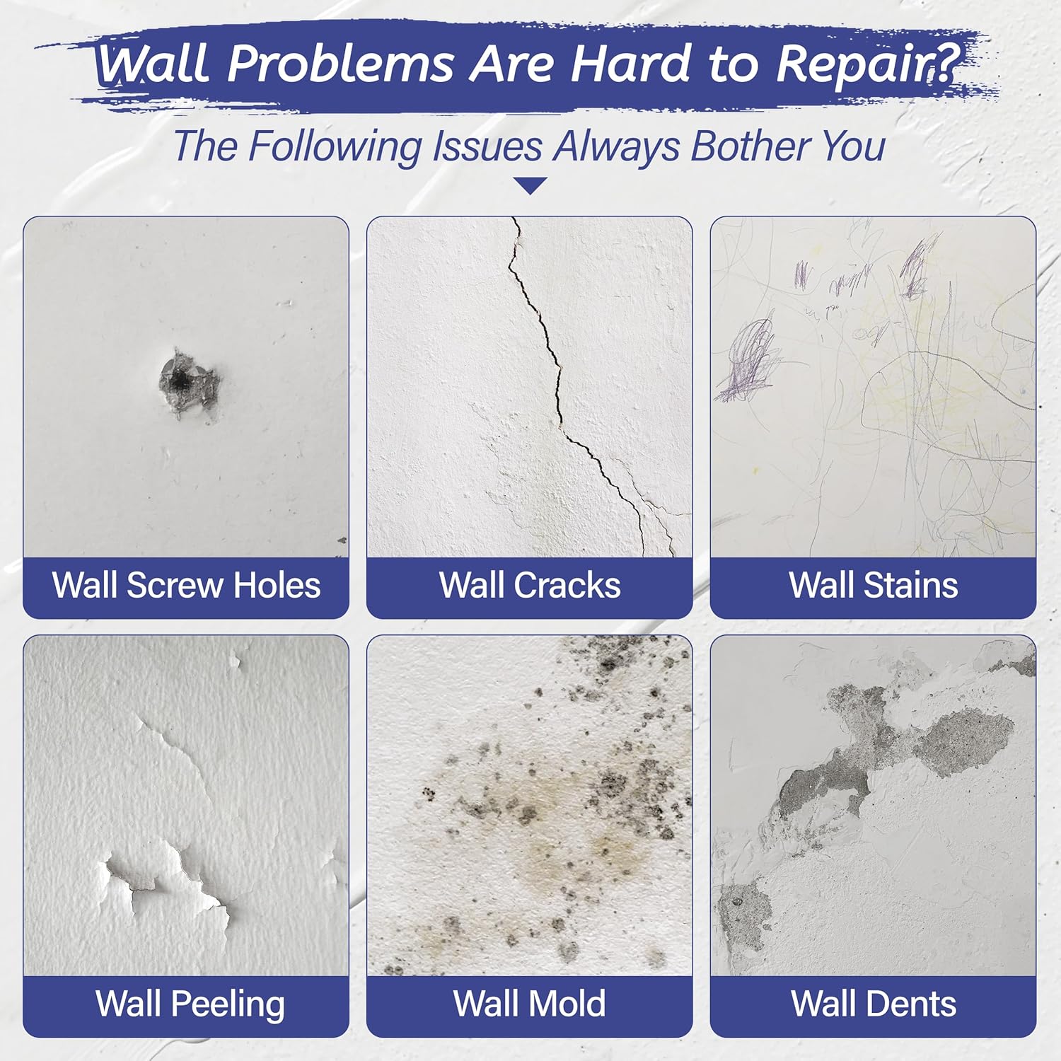 Oriflame Drywall Repair Kit: 8.5 Ounce Spackle Wall Repair with Patch/Scraper/Sandpaper/Gloves - White Wall Putty for Nail