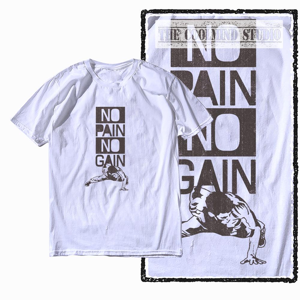 Coolmind Z1053 Cotton No Pain No Gain Exclusive Graphic Unisex T Shirt Cotton Unisex Tshirt Streetwear Tshirt for Unisex Tee Shirt