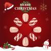 Christmas Press on Nails Medium Square Fake Nails Xmas Nails Press ons with Winterberry,Candy Cane,Snowflake,Santa Hat Design Reusable Artificial
