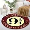 Platform 9 3/4 Hogwarts Sign Print round rug, living room, bedroom, playroom carpet, non slip floor mat, gift