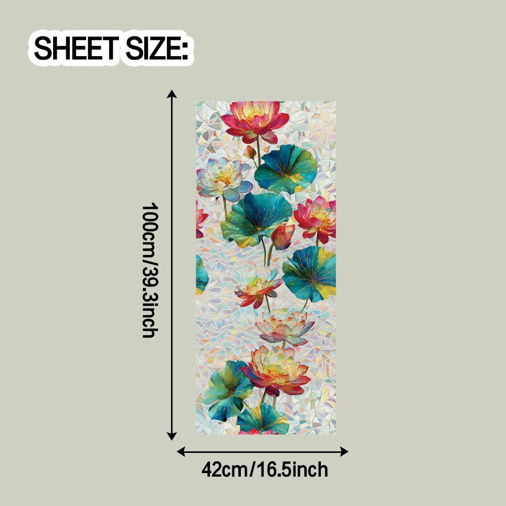 

Вырезанный лазером Иридесцентный Лотос и Лист Украшение для Стекла в Ванной Статическая Наклейка 42*100cm