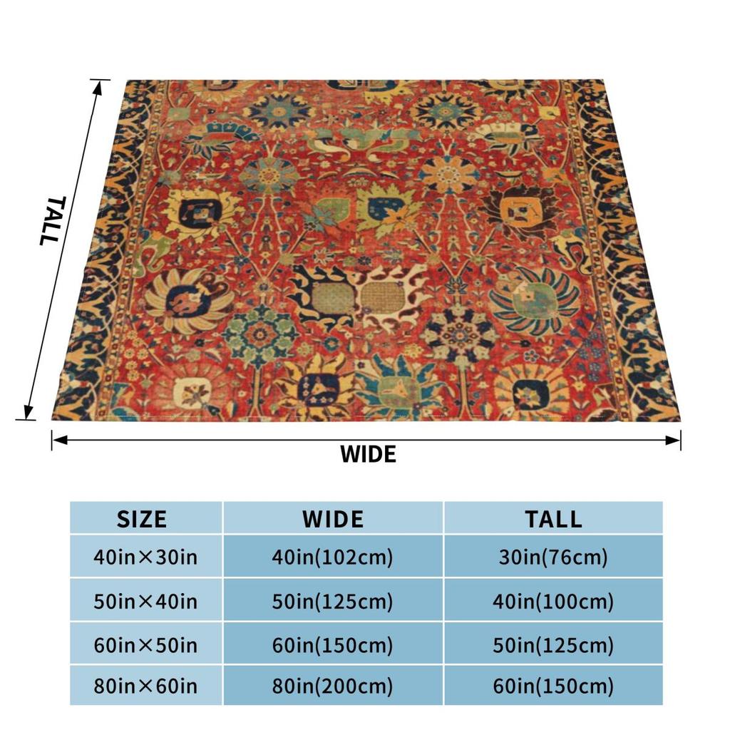 17th Century Isfahan Or Kerman Persian Rug Print Personalized Home Decor An Ultra-Soft Micro Fleece Blanket