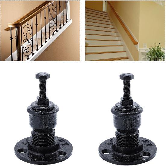 DOITOOL 2 Pack Handrail Stair Brackets, Wall Mount Supports, Staircase Handrail Brackets Heavy Duty Hand Rail Bracket for Stairways Handrail,