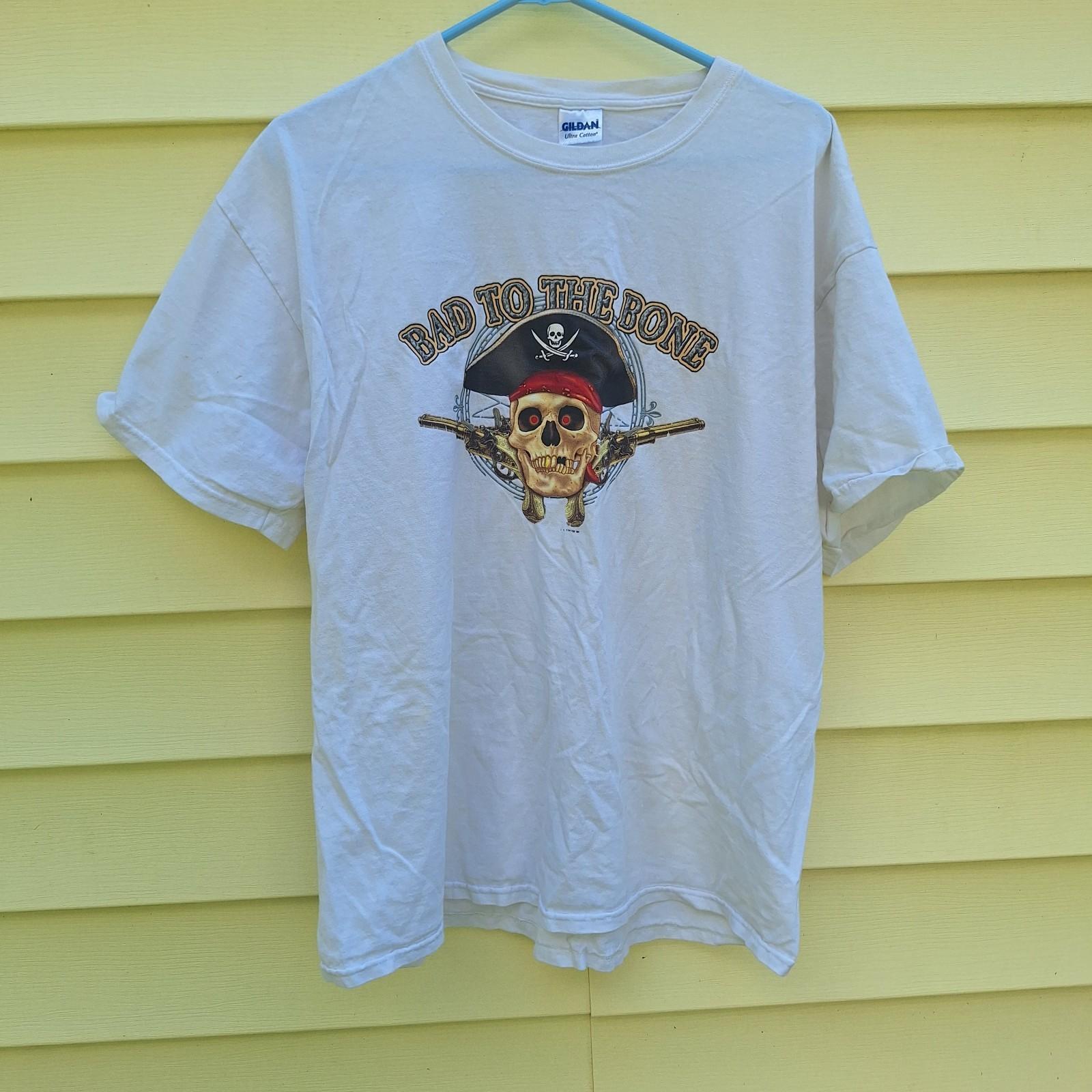 Pirate Skull T-Shirt XL BAD TO THE BONE Antigua West Indies Y2K Biker Bikercore S разноцветный