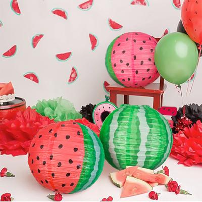 Yousheng Paper Lantern Watermelon Shape Hawaii Party Beach Decorative Lantern Indoor Outdoor Festive Atmosphere Decor