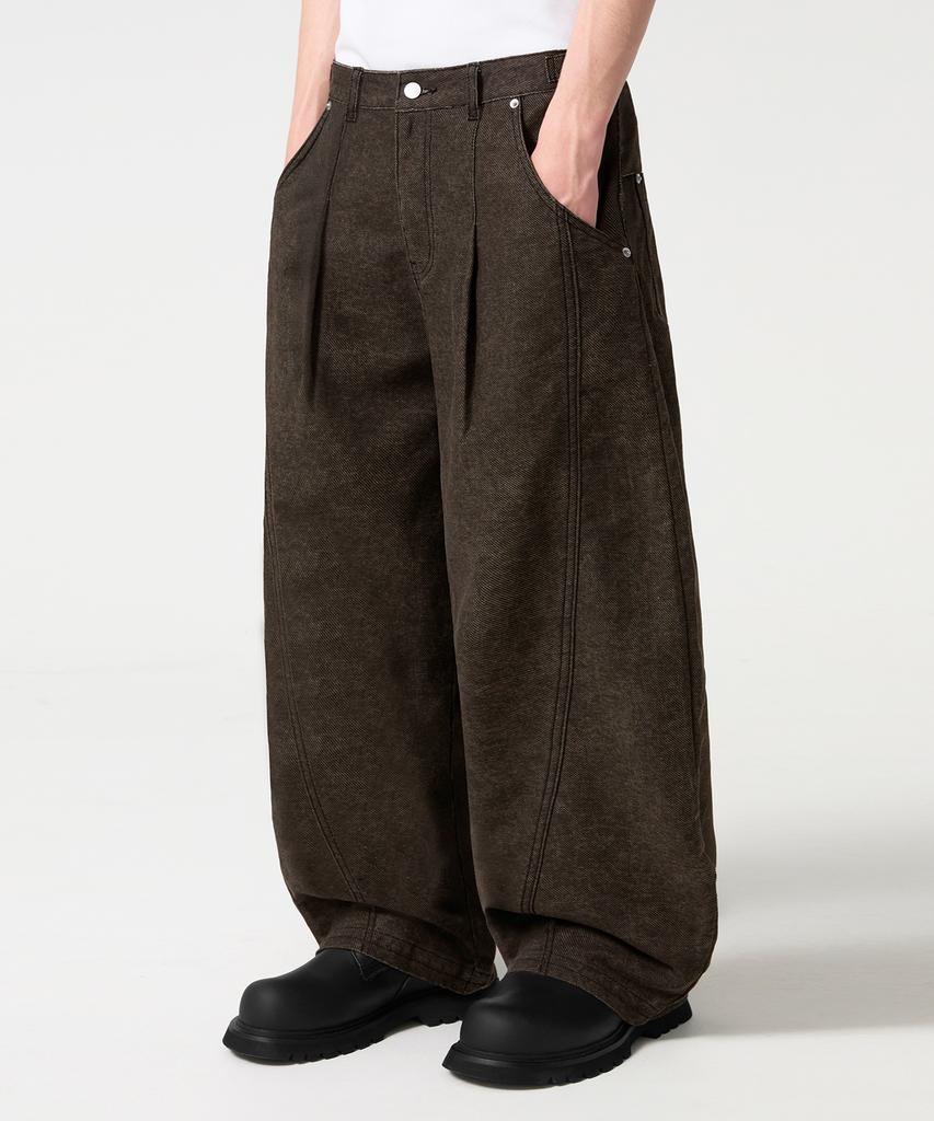 TRILLION Adjust Pigment Curved Cotton Pants_Black
