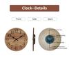 Orologio da parete con motivo testurizzato in legno marrone retrò, orologio rotondo in legno silenzioso, adatto per soggiorno camera da letto, decorazione stanza, classico h