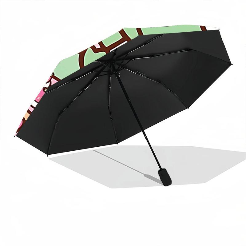 1pc Sanrio Keroppi Frog Automatic Opening/Closing Umbrella - Portable Three-Fold Design with Iron Frame - Outdoor - Perfect Gift for Fans, Travelers,