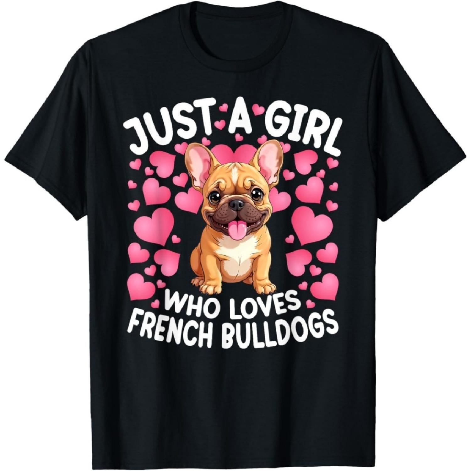 Just A Girl Who Loves French Bulldog Women Girls Puppy Dog T-Shirt S