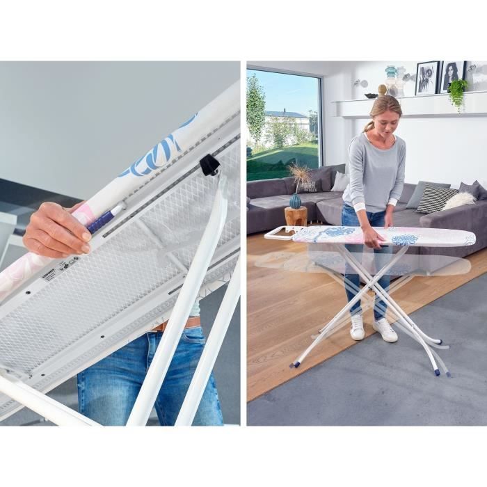 Table à repasser Leifheit Classic M Basic 72577, table de repassage avec hauteur réglable de 69 à 88 cm, housse en cotton, 120x38cm