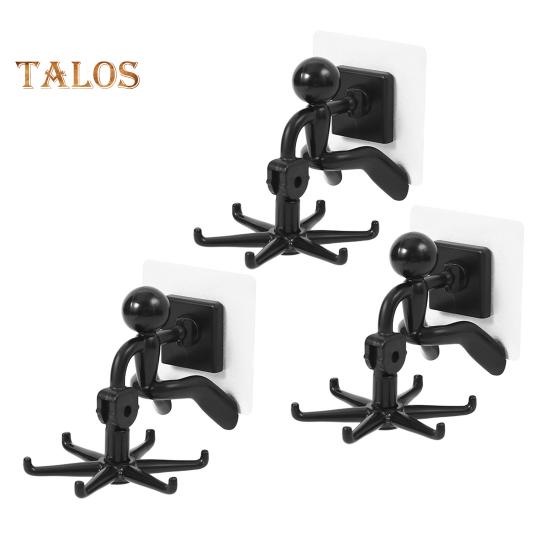 

3 шт. настенных крючков для хранения, вращающихся на 360 градусов, прочный, выдерживающий нагрузку, вертикальный, подвесной, многофункциональный кухонный органайзер для крючков чёрный