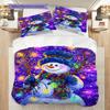 Snowman Pattern Bedding Quilt Set Quilt Cover Pillowcase Home Decoration Birthday Gift (1 * duvet cover + 2 * pillowcase, without core)