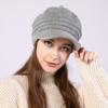 Autumn and Winter Women's New Striped Knitted Peaked Cap Plus Velvet Thickening To Keep Warm and Cold Proof Fashionable Woolen Hat Beret