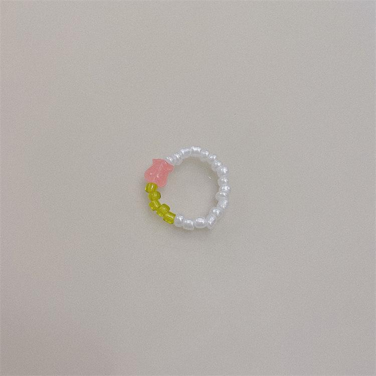Korean Colorful Beaded Butterfly & Flower Ring for Girls
