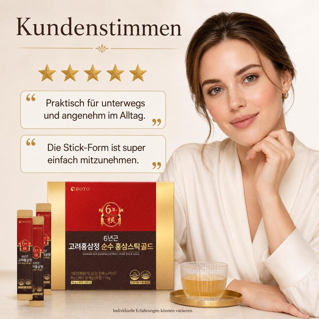 BOTO Korejský 6letý extrakt z červeného ženšenu Čistý tyčinka Gold 10g X 30 tyčinek/10g*100 tyčinek