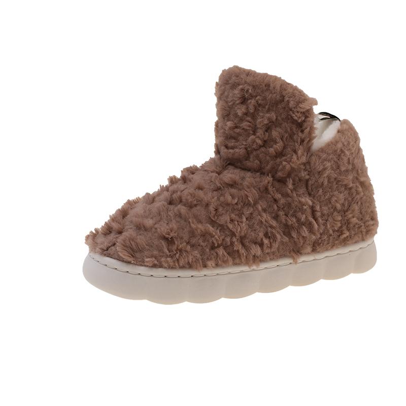 

Plush Cotton Boots Winter New Round Toe Sleeve Warm Platform Anti-Slip Wear-Resistant Booties 36-37 коричневый