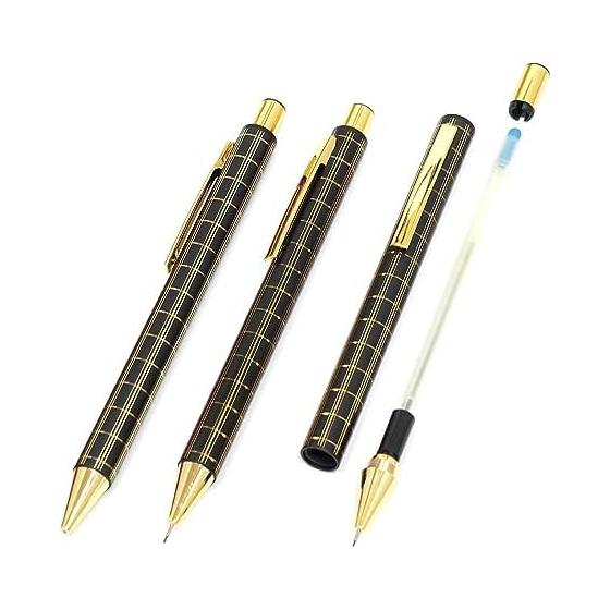 Horizontal Clasp Pen Case Black NQ30K Thick Barrel Metal Straight Knock Double Anodized Grid Mechanical Pencil Set Black 3-Pack T23-NK01B-NQ30KS-B-3