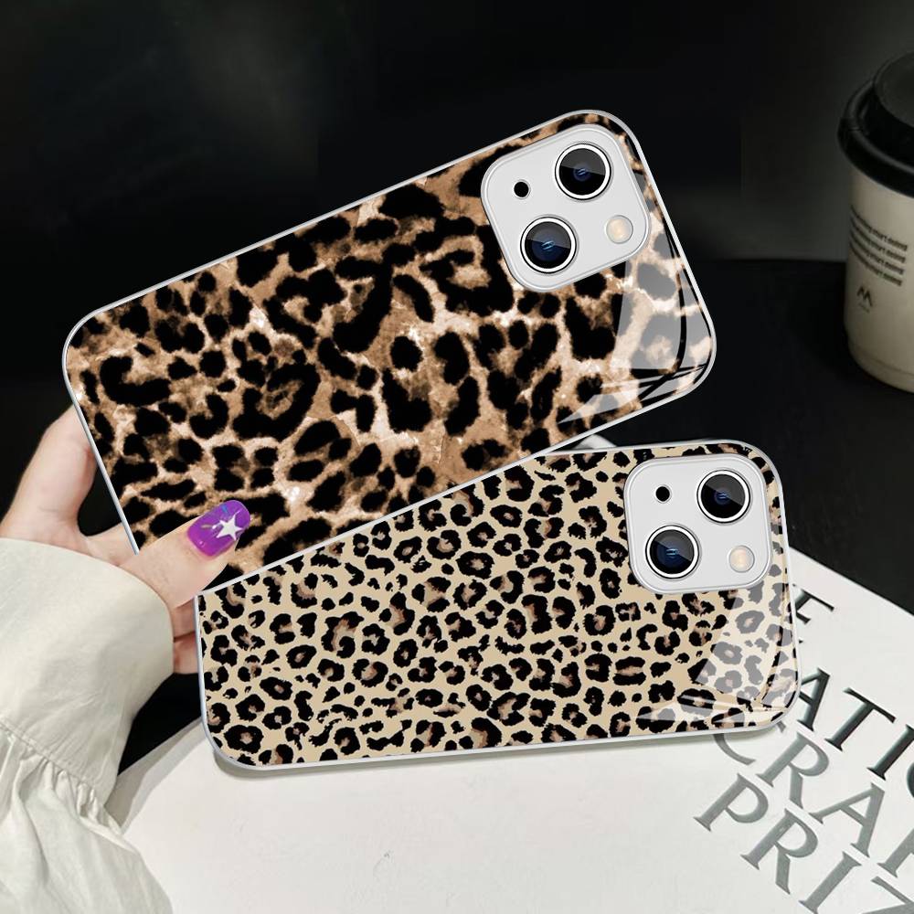 Leopard Cheetah Print Tempered Glass For Iphone 14 13 12 11 Pro Mini XS MAX 14Plus X XS XR Fundas
