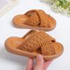 Kids Fashion Girls Slippers 2024 France Style Open-toe Retro Ethnic Style Children Casual Shoes Drop Shipping Platform Non-slip