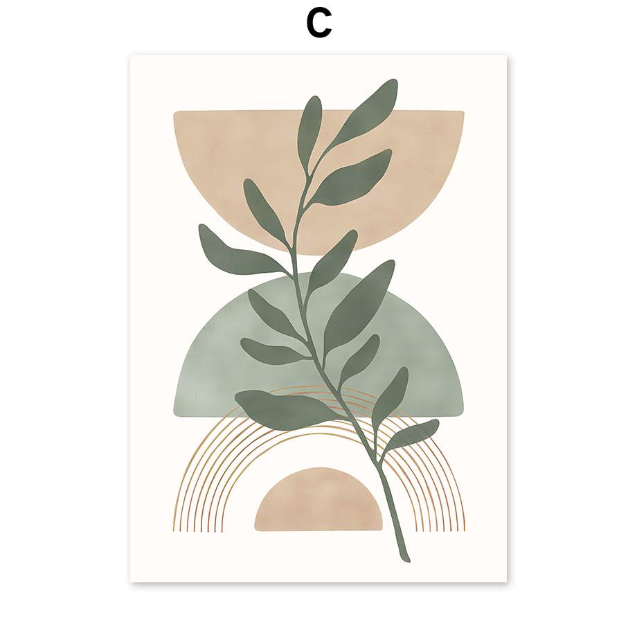 Abstract Mountain Leaf Sun Rainbow Geometry Landscape Posters And Prints Wall Art Canvas Painting Pictures For Living Room Decor
