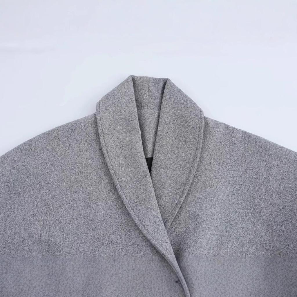 2024 Winter Women's European & American Style Fashion Casual Blend Loose Overcoat Jacket