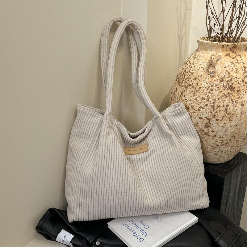 Large capacity corduroy tote bag women's new casual versatile commuter bag simple shoulder bag