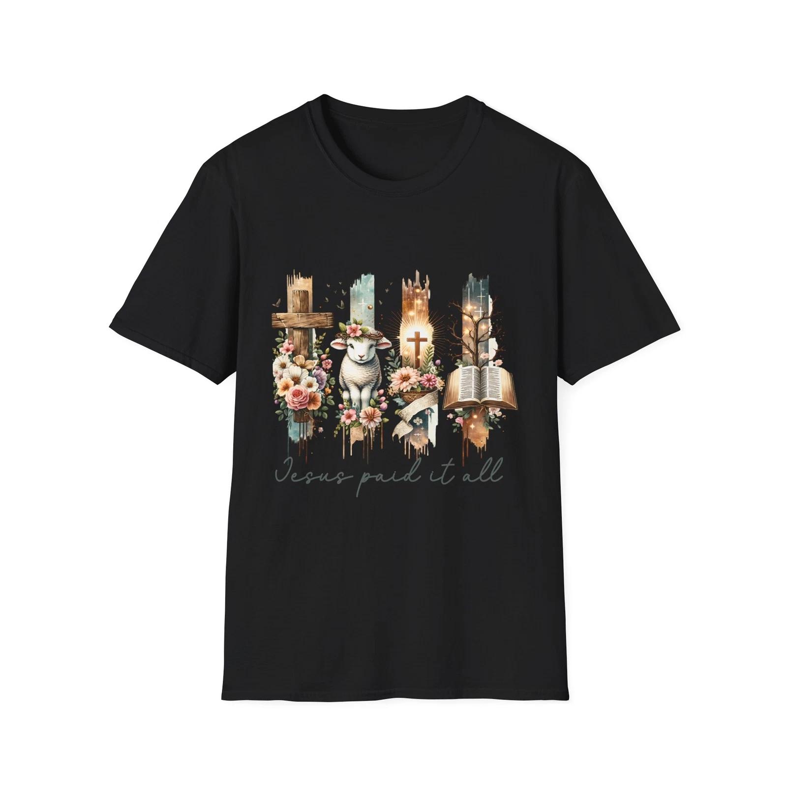 

Floral Christian T-Shirt, Faith Tee, Jesus Paid It All Shirt, Gift for 3XL