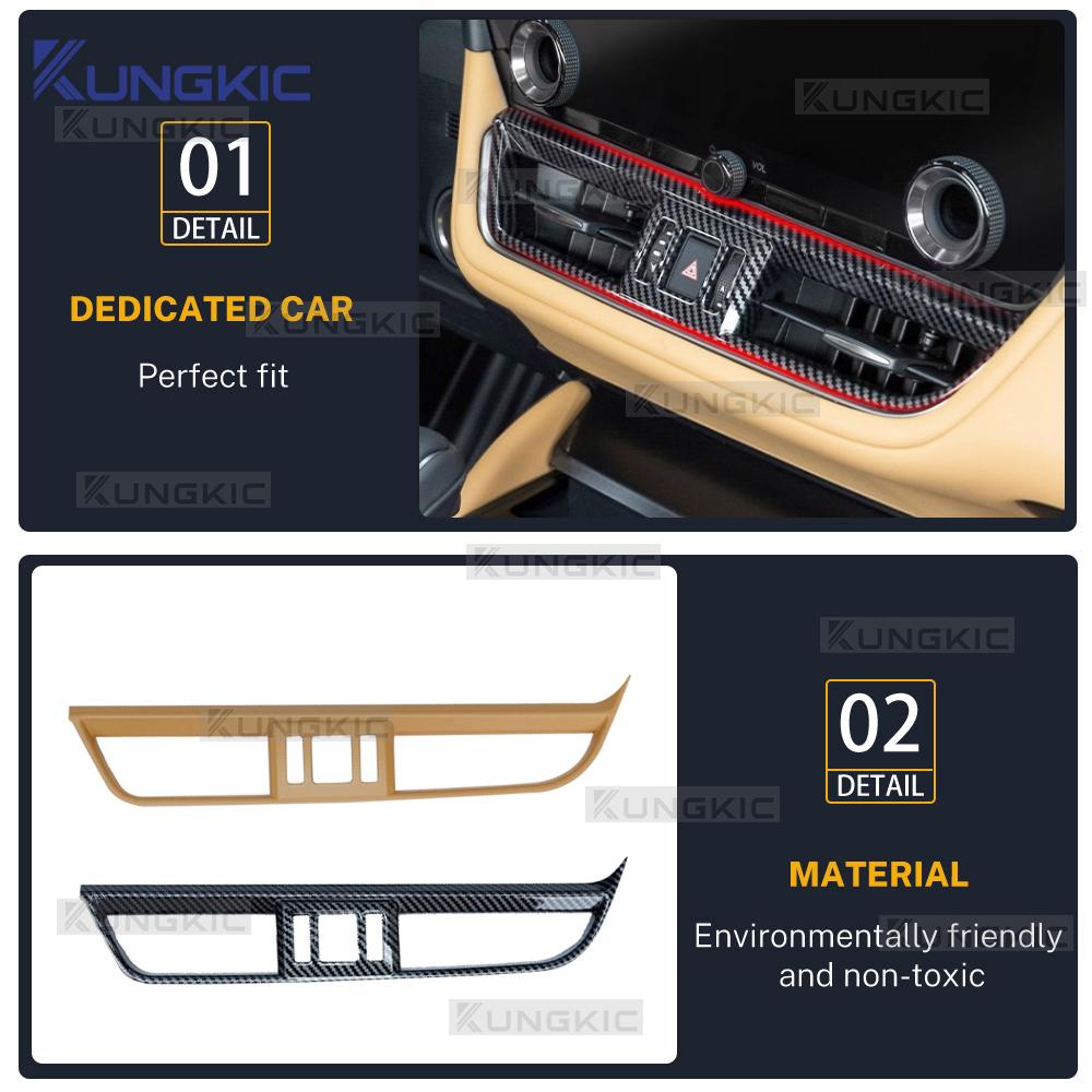 For Lexus ES 2025 Center Console Air Vent Outlet Frame Cover Brown Carbon Fiber ABS Interior Accessories High Quality Auto Parts