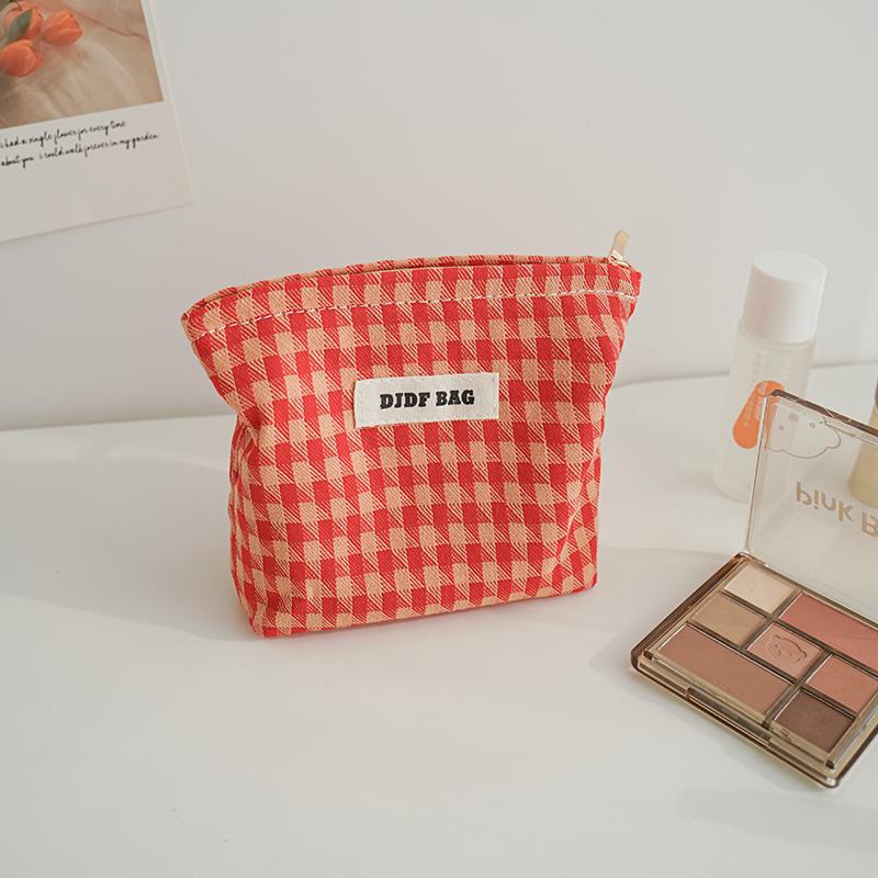 

Черно-белая женская косметичка с узором «гусиные лапки», маленькая мягкая холщовая портативная сумка для хранения, портативная сумка для туалетных принадлежностей, портмоне Ins