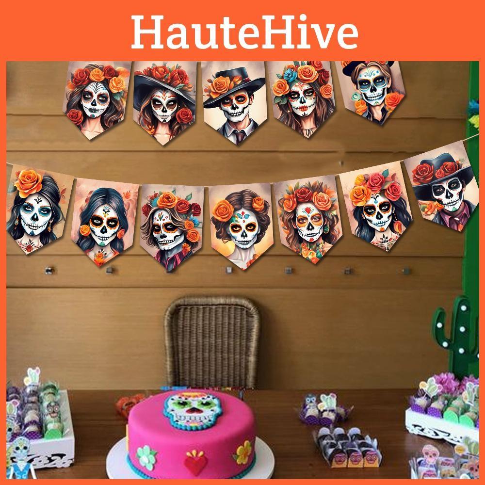 Día Muertos De Skeleton Banners For Venue Decoration Paper Party Props Supplies