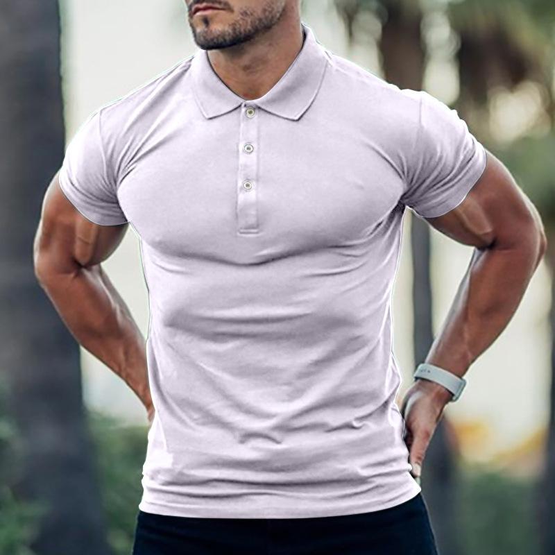 Men s plain short-sleeved polo shirt: a casual button-down collared T-shirt S белый