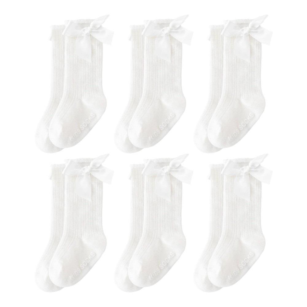 6 Pairs Soft Baby Knee Socks Breathable Big Bow Hosiery Fashion Kids Socks  Girls Wear